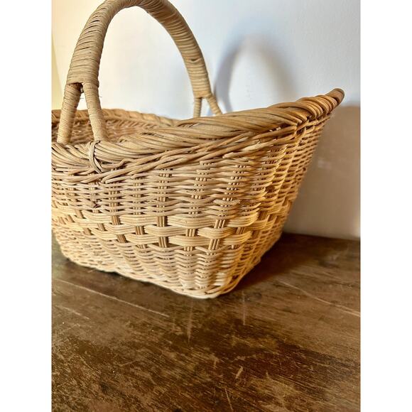Vintage Rustic Woven Handled Basket | Cottagecore Farmhouse - Picture 2 of 7
